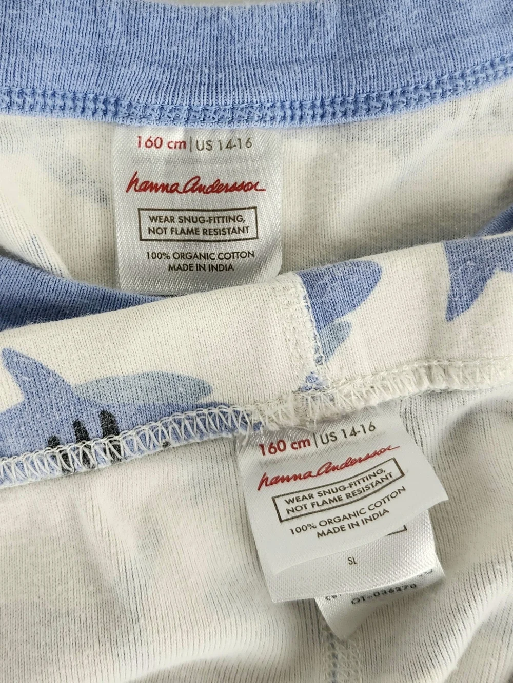 Hanna Andersson Blue and White Shark Print Pajama Set